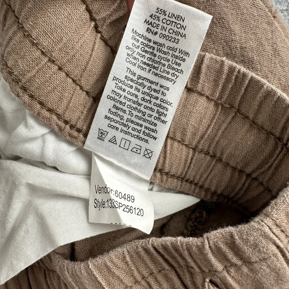 PacSun Pants Men Small Brown Straight Linen Blend Drawstring 133SP256120 Casual